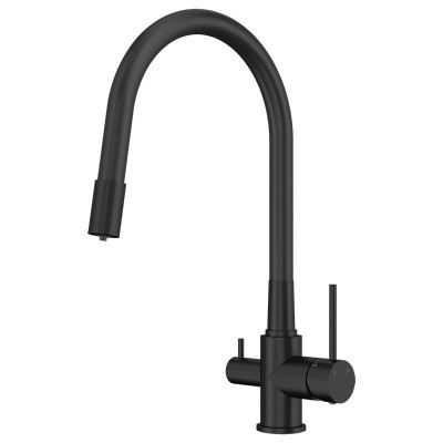 Смеситель для кухни Elghansa 56F5216-Black под фильтр с гибким изливом, черный