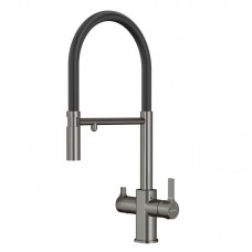 Смеситель для кухни 3 в 1 Elghansa Kitchen Pure Water 56F5511-Gun под фильтр, оружейная сталь
