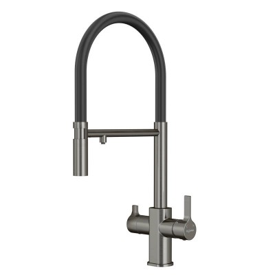 Смеситель для кухни 3 в 1 Elghansa Kitchen Pure Water 56F5511-Gun под фильтр, оружейная сталь