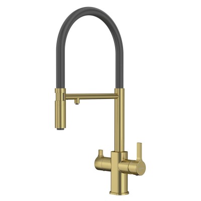 Смеситель для кухни 3 в 1 Elghansa Kitchen Pure Water 56F5511-MattGold под фильтр, матовое золото