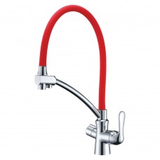 Смеситель для кухни Lemark Comfort LM3070C-Red с гибким изливом