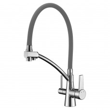 Смеситель для кухни Lemark Comfort LM3071C-Gray с гибким изливом