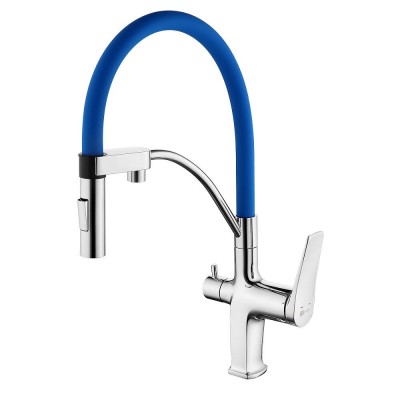 Смеситель для кухни Lemark Comfort LM3074C-Blue с гибким изливом