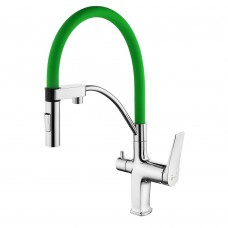 Смеситель для кухни Lemark Comfort LM3074C-Green с гибким изливом