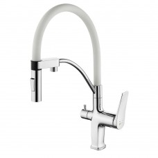 Смеситель для кухни Lemark Comfort LM3074C-White с гибким изливом