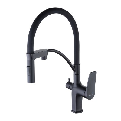 Смеситель для кухни Lemark Bronx LM3761BL, черный