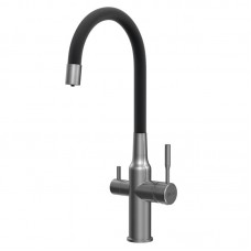 Смеситель для кухни Lemark Expert LM5083GMN-Black с гибким изливом, графит/черный