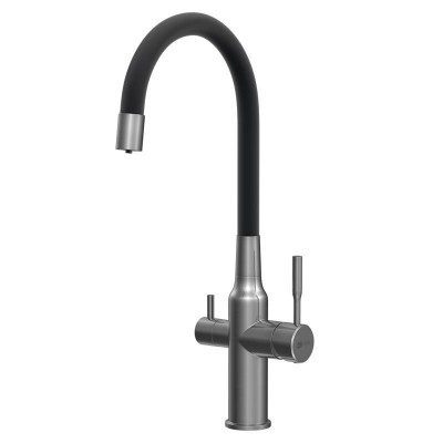 Смеситель для кухни Lemark Expert LM5083GMN-Black с гибким изливом, графит/черный
