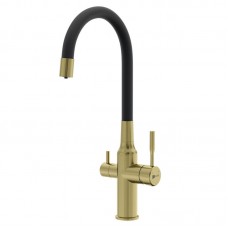 Смеситель для кухни Lemark Expert LM5083LGN-Black с гибким изливом, золотой/черный